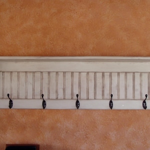 Beautiful Country Coat Rack With Heavy Duty White Hooks, Charming Rustic Wall Shelf, Display Shelf