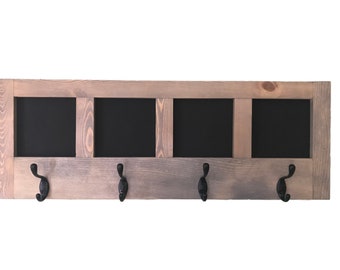 Chalkboard Message Center, Coat and Key Hooks, Wall Hanging Message Board,