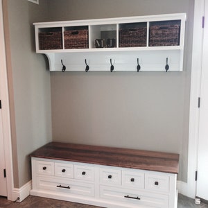 Hallway Boot Bench: Solid Oak Top, Mudroom Storage image 7
