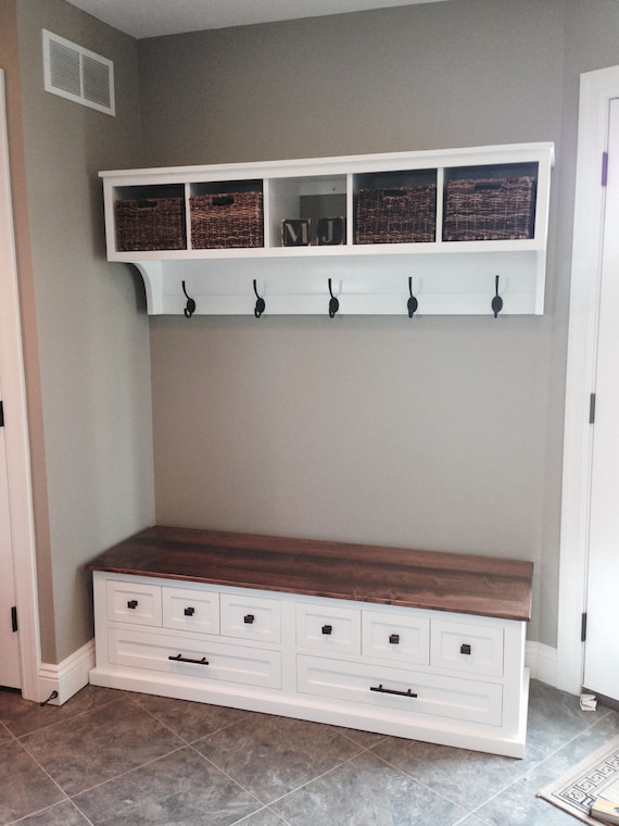 Entryway Bench and Shelf Organizer