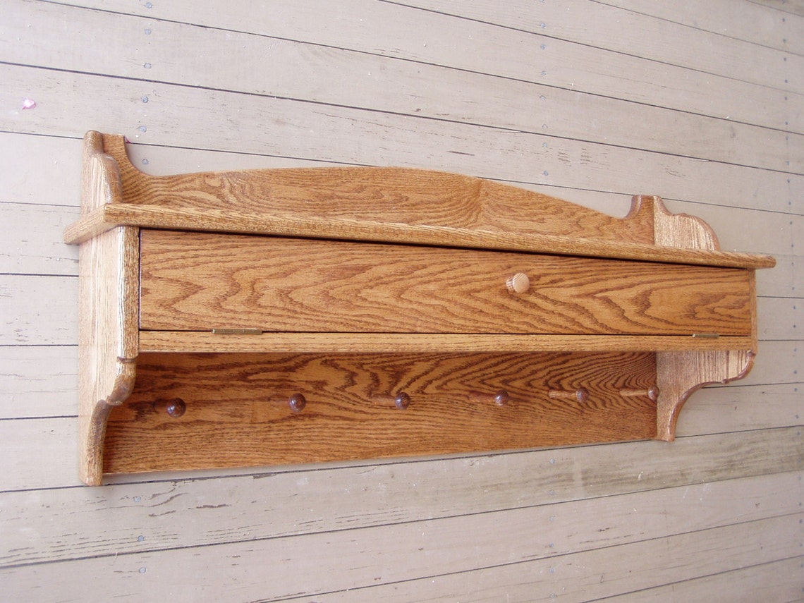 36 Inch Oak Coat Glove Storage Unit Display Shelf Coat Rack Etsy