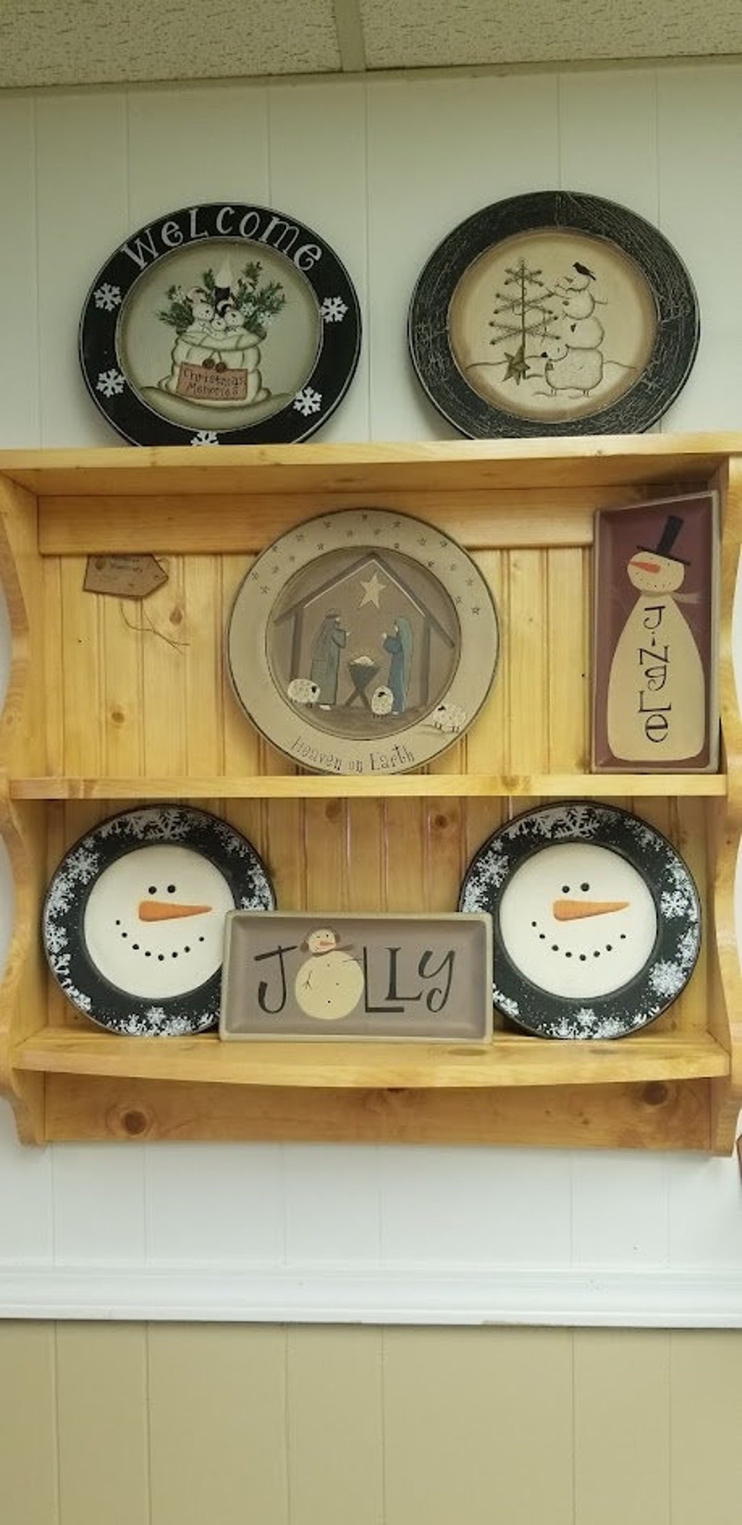 Pine Wood Plate Rack: 2-tier Kitchen Storage & Display - Etsy