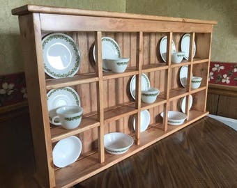 Solid Pine Tea Cup and Saucer Rack: Kitchen Display Storage