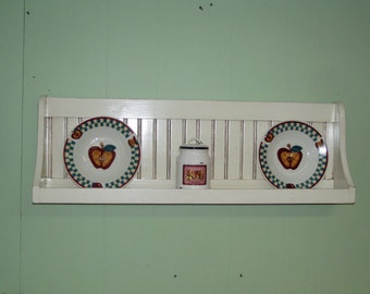 Bowl Rack Plate Shelf Distressed Country Wall Hanging Plate Rack Antiqeud White Primtive