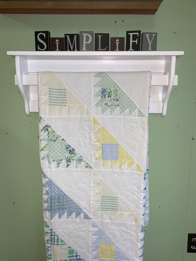 Wall Quilt Rack Blanket Shelf Towel Rack With Shelf White Etsy