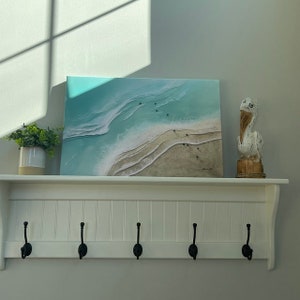 Coat Rack Wall Hanging Shelf with Coat Hooks Coat Hanger Wall Mounted , Key Rack with Hooks Towel Rack Leash Holder Entryway Shelf with Hook