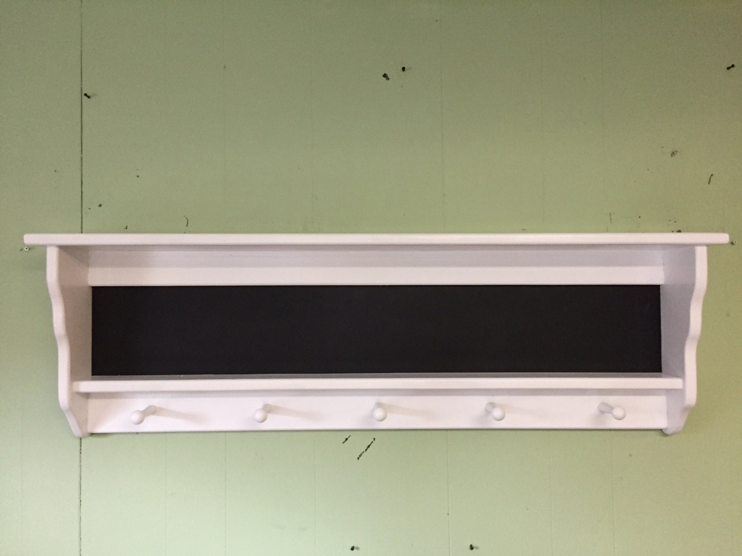 Chalkboard Message Coat Rack Shaker White Country Wall Shelf Etsy