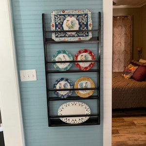 Rustic Plate Rack, Plate Display Rack, Vertical Hanging Plate Holder,  Beautiful Plate and Plater Rack