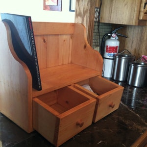 Cook Book Recipe Display Rack Counter Top Shelf Recipe Drawers Country ...