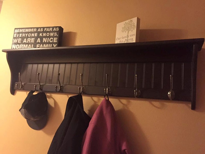 Coat Rack Wall Hanging Wood Shelf with Coat Hooks , Entryway Mudroom Bedroom Laundry Room Clothes Hanger Shelf image 5