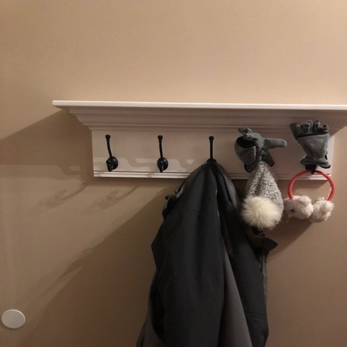 Wall Hanging Wood Coat Rack Mantel Wall Shelf With Coat Hooks Etsy