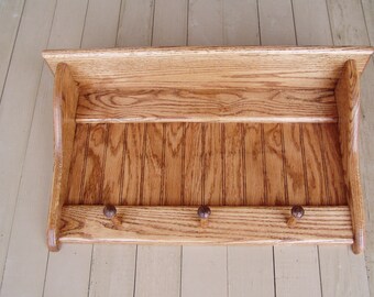 Oak Coat Rack Shelf: 24" Country Shaker Pegs