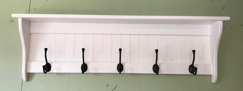 Storage Coat Rack, Hanging Wall Shelf, Shelf with Coat Hooks, Home Display Shelf image 8