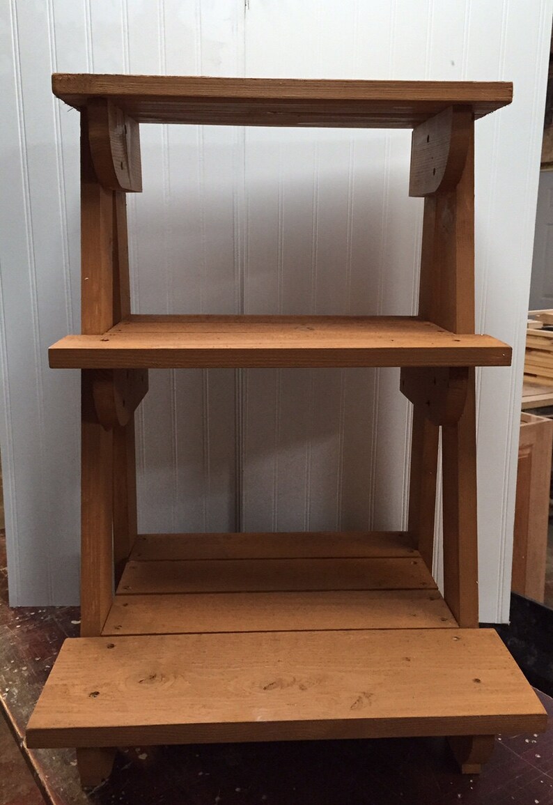 Plant Stand Outdoor 3 Tier Plant Rack Display Shelf Cedar image 3