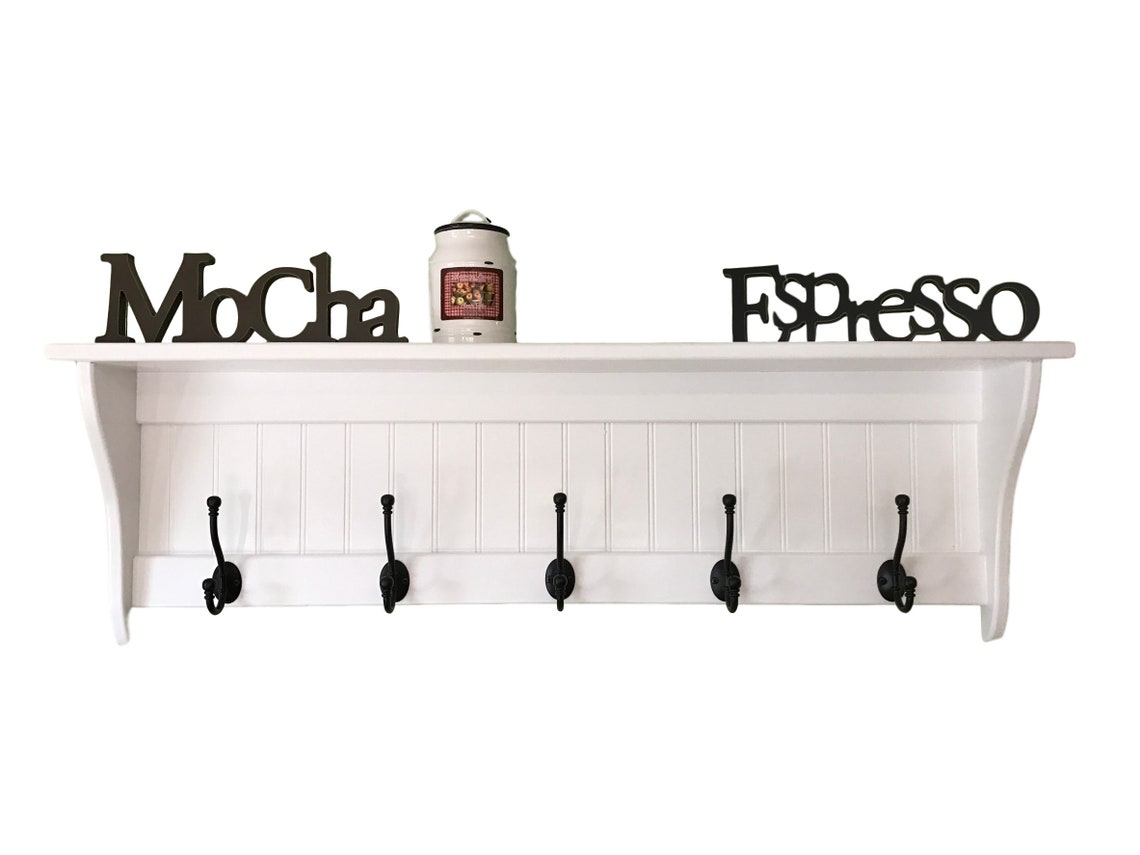 Storage Coat Rack Hanging Wall Shelf Shelf With Coat Hooks Etsy