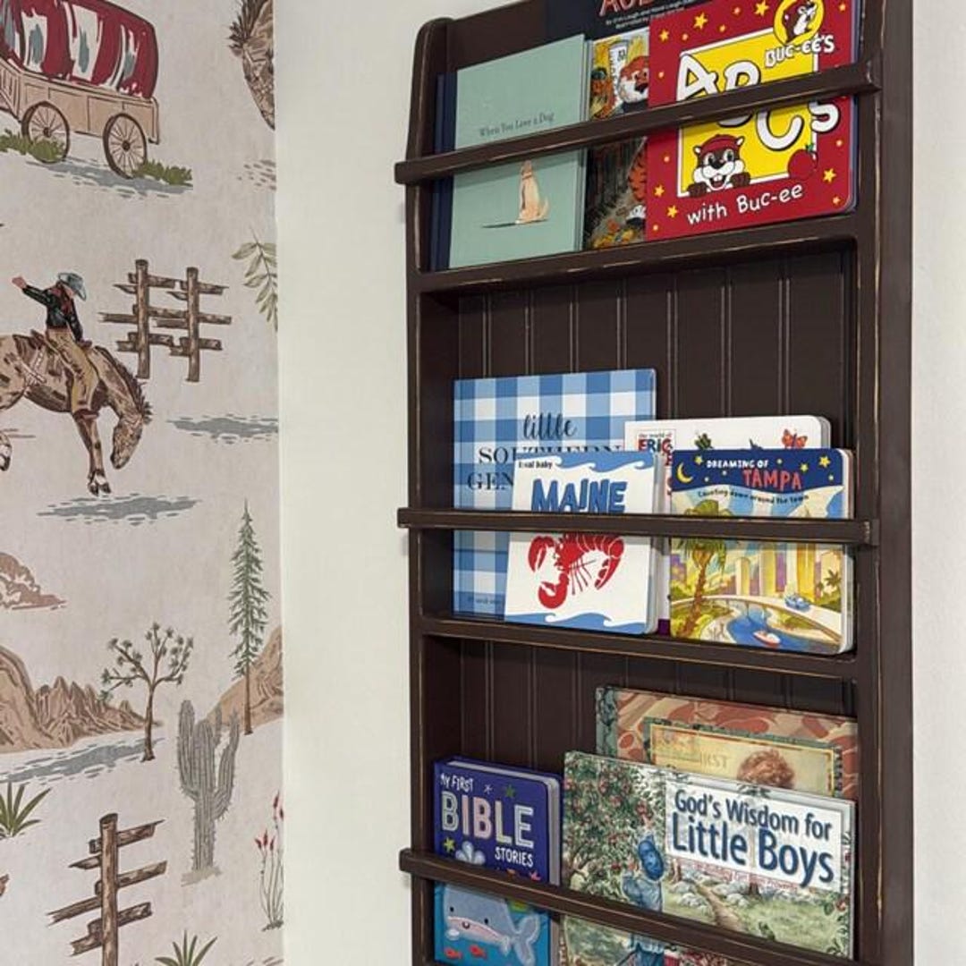Handcrafted Pine Children's Bookshelf: Nursery Wall Decor - Etsy