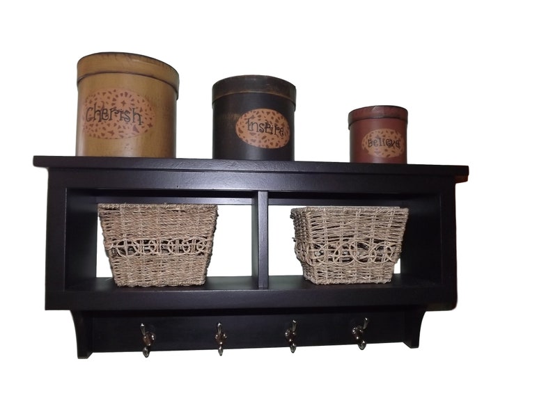 2 Cubby Wall Shelf Country Shelf For Baskets Bath Or Entryway Etsy