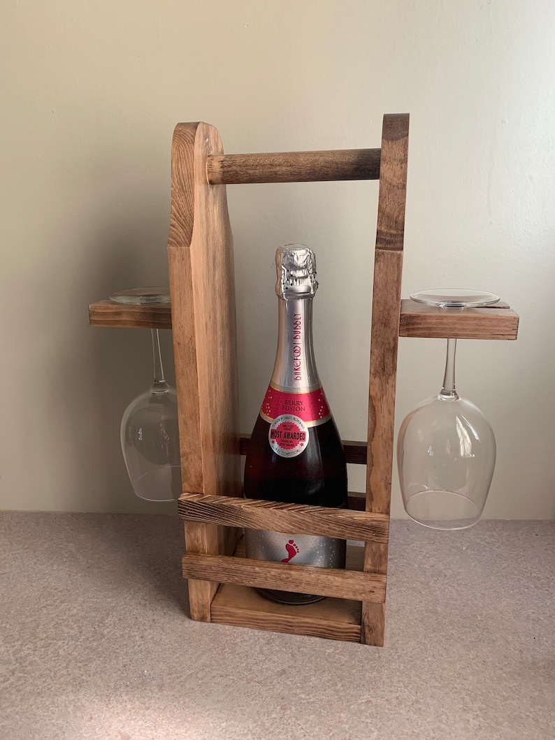 Wine Rack Picnic Basket Wine Holder Wine Glass and Bottle Etsy
