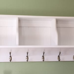 Pretty Kitchen Cupboard Storage Wall Shelf / Kitchen Storage / Canister Shelf / Wood Wall Shelf with Hooks