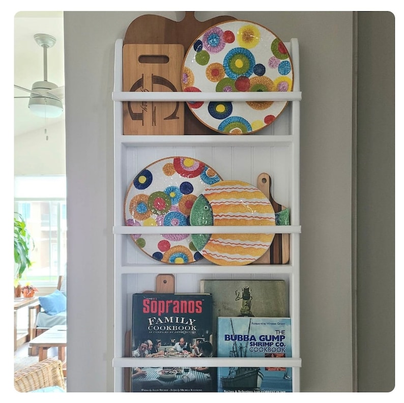 Colorful Cookbook Rack Hanging Cookbook Rack: Wall Bookshelf, Plate Display - Etsy