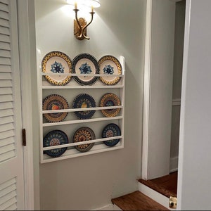 Plate Rack, Country Wall Shelf Display, Dish Rack, Platter and Cutting Board Display, Large Wall Hanging plate rack