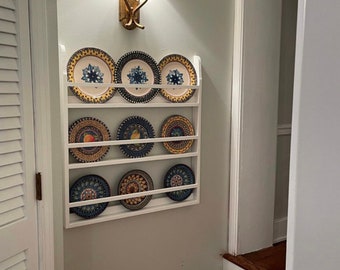 Plate Rack, Country Wall Shelf Display, Dish Rack, Platter and Cutting Board Display, Large Wall Hanging plate rack