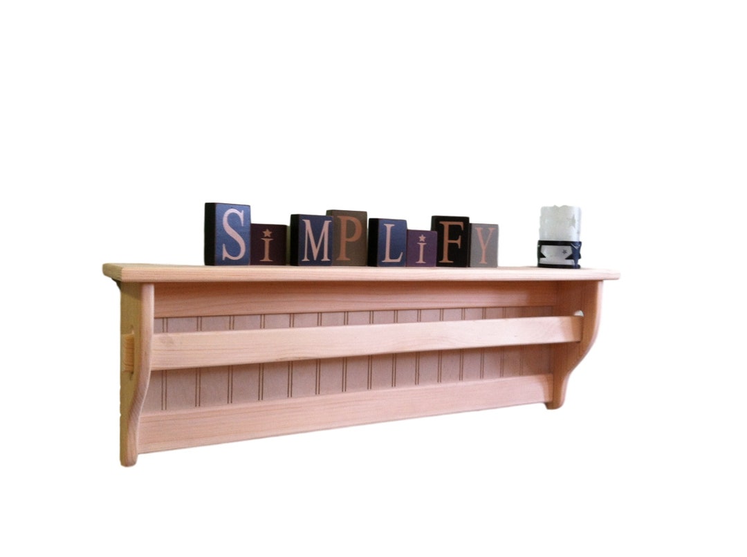 Rustic Country Shelf With Quilt Hanger, Wall Hanging Quilt Rack