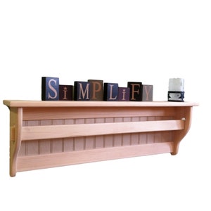 Rustic Country Shelf with Quilt Hanger, Wall Hanging Quilt Rack Handcrafted / Wood Wall Shelf with Quilt Rod