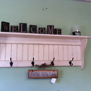Coat Rack Wall Mounted Hanging Wood Wall Shelf / Rustic Wood Shelf