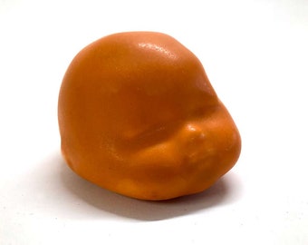 Orange Ceramic Stoneware Baby / Doll Head Dropped and Baked for Your Consideration