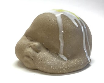 Stoneware Baby Doll Head Glazed Fried Egg Dropped and Baked for Your Consideration - Pompeii Edition