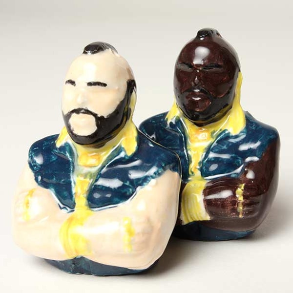 Mr T Salt and Pepper Shakers Ceramic Clay- That's Right FOOL