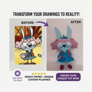 Custom Plush Toy from Drawing: Personalized Plushie Gift