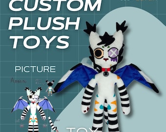 Individually crafted plush toys one of a kind plushie on demand plush commission custom plush chibi doll