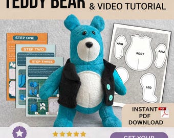Memory Bear Pattern PDF with Step-by-Step Tutorial, Keepsake Teddy Bear Sewing Pattern, Plushie Pattern for Beginners