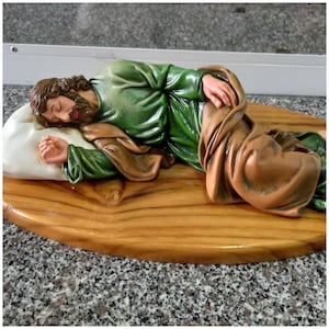 Sleeping Saint Joseph Statue | Hand-Painted Catholic Decor | Protector of the Family Figurine