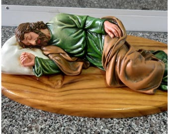 眠る聖ヨセフの樹脂像、フランシスコ教皇、30cm。11.81インチの眠る聖
