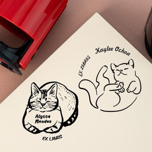 Tampons pour livres personnalisés, Tampons nominatifs personnalisés, Tampon auto-encreur, Tampon pour bibliothèque, Tampon nominatif EX LIBRIS, Cadeau pour amoureux des livres, Cadeau pour amoureux des chats