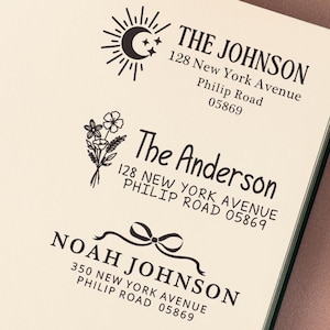 Aangepaste retouradresstempel, moderne bruiloftsstempel, gepersonaliseerde stempel voor huwelijksuitnodigingen, stempel voor Save the Date, Housewarming Stamper