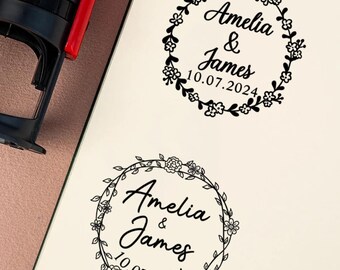Wedding Invitation Stamp | Couple Initials Stamp | Custom Wedding Stamp | Rubber Stamp | Self Inking Stamp | Wood Stamp | Thank You Stamp