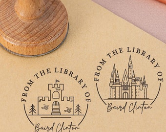 Personalisierter Schlossbuchstempel, Bibliothek EX LIBRIS Holzstempel