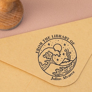 Houten boekpostzegels, bibliotheekstempel, uit de bibliotheek van Stamp, cadeaus boekenliefhebber, gepersonaliseerde boekzegels, aangepaste postzegels, EX LIBRIS STAMP