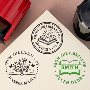 Timbri per libri personalizzati, timbro autoinchiostrante, timbro per biblioteca, timbro EX Libris, timbro per libro con nome personalizzato, dalla biblioteca di, regalo per amanti dei libri