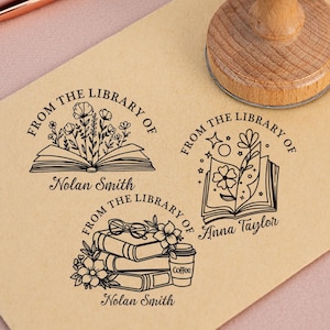 Carimbo de livro, carimbo de borracha de madeira, carimbo personalizado, carimbo para biblioteca, carimbo EX LIBRIS, carimbo de relevo de livro, este livro pertence, presente personalizado
