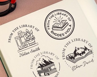 Custom Book Stamps, Stamp for Library, Wood Name Stamp, EX LIBRIS Name Stamp, Book Embosser stamp, This Book Belongs to, Personalized Gifts