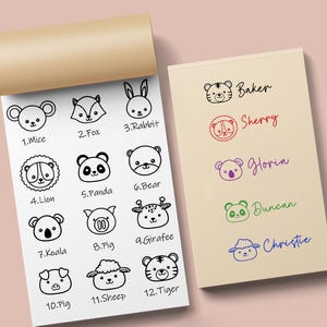 Timbro personalizzato con nome per bambini, timbro personalizzato con nome, timbro personalizzato, timbro con animali per bambini, timbro con nome per bambino, francobolli per bambini, timbro regalo per bambini