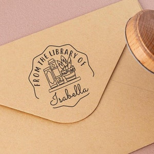 Sello de libro personalizado, sello de biblioteca, sello de madera, grabador de libros, de la biblioteca de, sello personalizado, sello de nombre personalizado, SELLO EX LIBRIS
