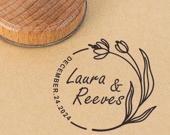 Custom Wedding Stamp, Couple Name, Save the Date, Wood Stamp