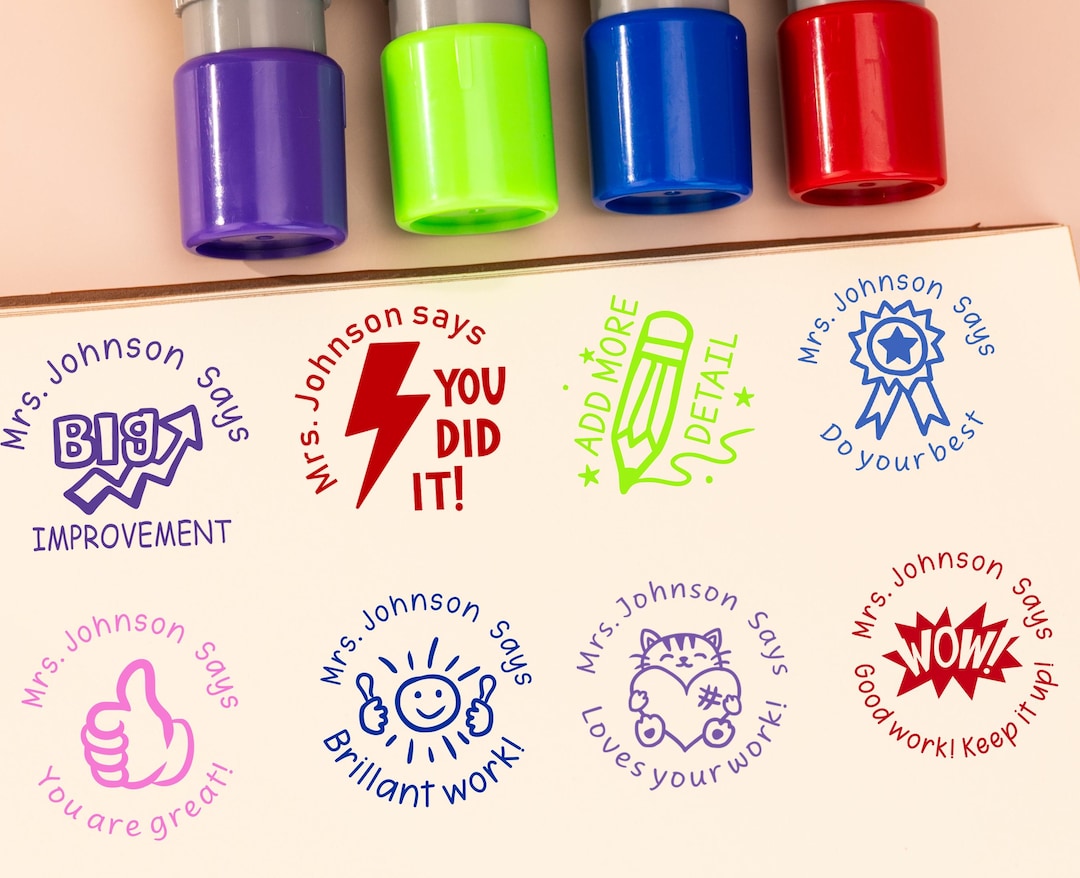 With Comment Stamp Custom Teacher Stamp, Teacher Stamps Personalized, Teacher Comment ...