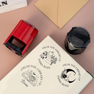 BOEKSTEMPEL, aangepaste bibliotheekstempel, reliëfstempel, uit de bibliotheek met stempel, gepersonaliseerde naamstempel, boekembosser, cadeau voor boekenliefhebber